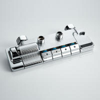 Ensemble de douche mural chaud/froid pour salle de bain avec barre coulissante à poignée unique, jet de pluie doux en laiton poli, design moderne