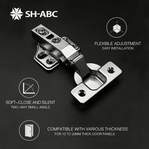 SH-ABC Bisagras Modernas para Muebles de Cocina y <span class=keywords><strong>Baño</strong></span>, de Montaje Rápido, de Una Sección, con Cierre Suave para Gabinetes - Product Image 2