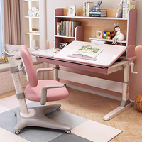 Bureau en bois massif avec étagère intégrée, table d'étude réglable pour enfants, idéal pour les élèves du primaire et du secondaire, chambre à coucher moderne