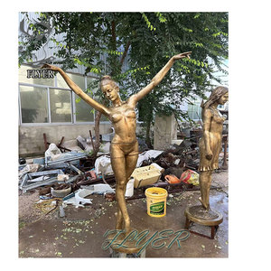 Moderna decoración de jardín al aire libre tamaño real ropa blanca aleteo música bronce bonita joven dama estatua bronce mujer escultura - Product Image 5