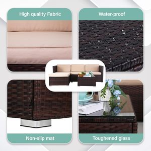 Mail Packing Outdoor Patio Sets Outdoor Rattan Furniture Rattan Sets 4PC Outdoor Furniture Couch Padded with Glass <b>Table</b> - Product Image 3