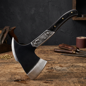 High Quality <b>Wood</b> Handle Stainless Steel Splitting Maul Hatchet <b>Axe</b> with HRC52-58 Hardness 14" Length for Camping Survival DIY - Product Image 3