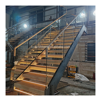 Escaliers droits à double poutre/limon au design moderne Offre Spéciale pour garde-corps en verre extérieur pour appartement et salle