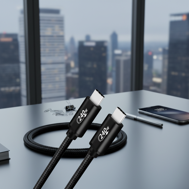 Sanguan 5A 240W USB-C to Type-C Fast Charging Cable with Nylon Jacket Tinned Copper Core QC3.0 for Mobile Phone & Laptop