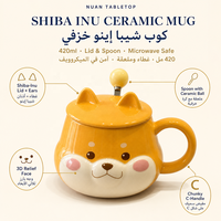 Mug Shiba Inu avec couvercle et cuillère, tasse à café, thé ou eau, mignonne et kawaii, pour la maison, le bureau, les amateurs de boissons quotidiennes