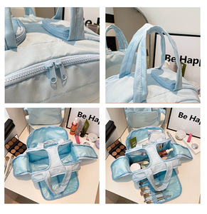 חם מכירה ניידת רב תכליתית תיק איפור קיבולת גדולה עם 4 תאים רוכסן גדול עם 4 תאים רוכסן גדול לנשים - Product Image 5