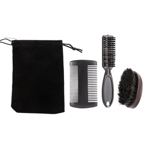Playboy – ensemble de soins pour la barbe, brosse ovale, peigne double face avec sac de rangement, portable pour hommes, noir - Product Image 5