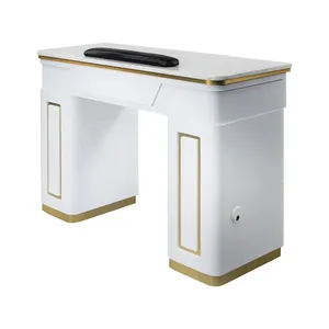 निर्माता वेंटिलेशन डिजाइन, हाई-एंड नेल टेबल के साथ कम कीमत पर सफेद सोना चढ़ाया हुआ संगमरमर टेबलटॉप बेचते हैं