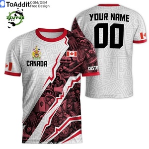 Camiseta de Fútbol Mundial Personalizada, Uniforme de Fútbol de <span class=keywords><strong>Club</strong></span> Americano de Moda, Marca Canadiense, Liso, Rojo, Blanco y Negro - Product Image 4
