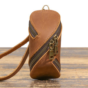 Cartera de Mano para Hombre, de Cuero Genuino Vintage, con Bloqueo RFID, Diseño Pintado a Mano, Cierre de Cremallera, Lona de Nailon, Portátil y Suave - Product Image 5