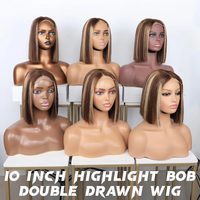 Perruque Bob Lace Frontal 13X4 pré-épilée, coupe droite, 100% cheveux humains naturels, cheveux brésiliens bruts, pour femme