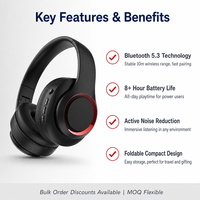 Auriculares Inalámbricos Over-Ear con ANC para Gaming, Sonido HIFI Inmersivo de 5.3, Armadura Equilibrada, 5 Horas de Reproducción, Larga Duración, Ideales para DJ