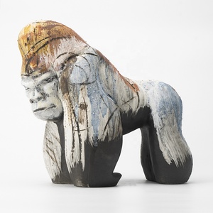 Benutzer definierte Desktop-Tier keramik Ornament Skulptur Gorilla Keramik Skulptur für Interieur Wohnzimmer <span class=keywords><strong>0ffice</strong></span> - Product Image 1