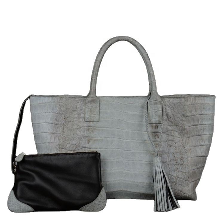 Grand sac fourre-tout en crocodile de l'Himalaya pour femmes, sac