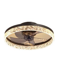 Ventilateur de plafond moderne invisible de 40 cm avec éclairage LED, télécommande et contrôle par application, pales transparentes, pour chambre à coucher et salon