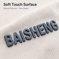 Fabricant de étiquettes de col en gros, marque privée, avec services OEM ODM pour sweats à capuche, étiquettes de col textiles lourdes, lavables, en caoutchouc souple 3D en relief