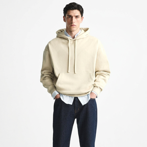 Sweat à capuche décontracté pour homme, coupe oversize, style unique, color block, en velours, demi-zip, vintage, prix de gros abordable - Product Image 1