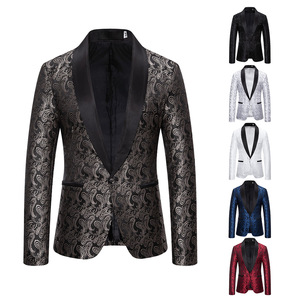 Costume de <span class=keywords><strong>blazer</strong></span> en coton pour <span class=keywords><strong>homme</strong></span> pour mariage ou soirée, <span class=keywords><strong>veste</strong></span> de costume à col en V avec fermeture à boutons en blanc, bleu, noir - Taille XL - Product Image 1