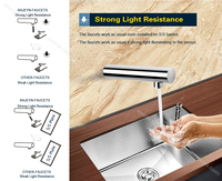 Robinet de lavabo mural monocommande moderne en laiton chromé avec électrovanne intégrée, sans contact, tout-en-un