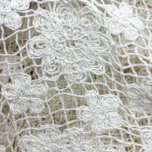 Bordado de cinta 100% tela de malla de algodón para fiesta de boda tela de algodón puro para ropa