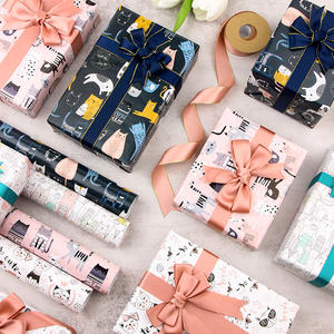 Wholesale Disposable Coated Silicone 80g Birthday <b>Cat</b> Art <b>Paper</b> 43*300cm Luxury Custom Gift <b>Wrapping</b> Roll - Product Image 1