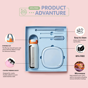 5 Compartments Lunch Box with BPA-Free <strong>Plastic</strong> <strong>Lid</strong> 1500ml Food <strong>Container</strong> and Bottle Gift Set for Multi-Use Storage Solution - Product Image 2