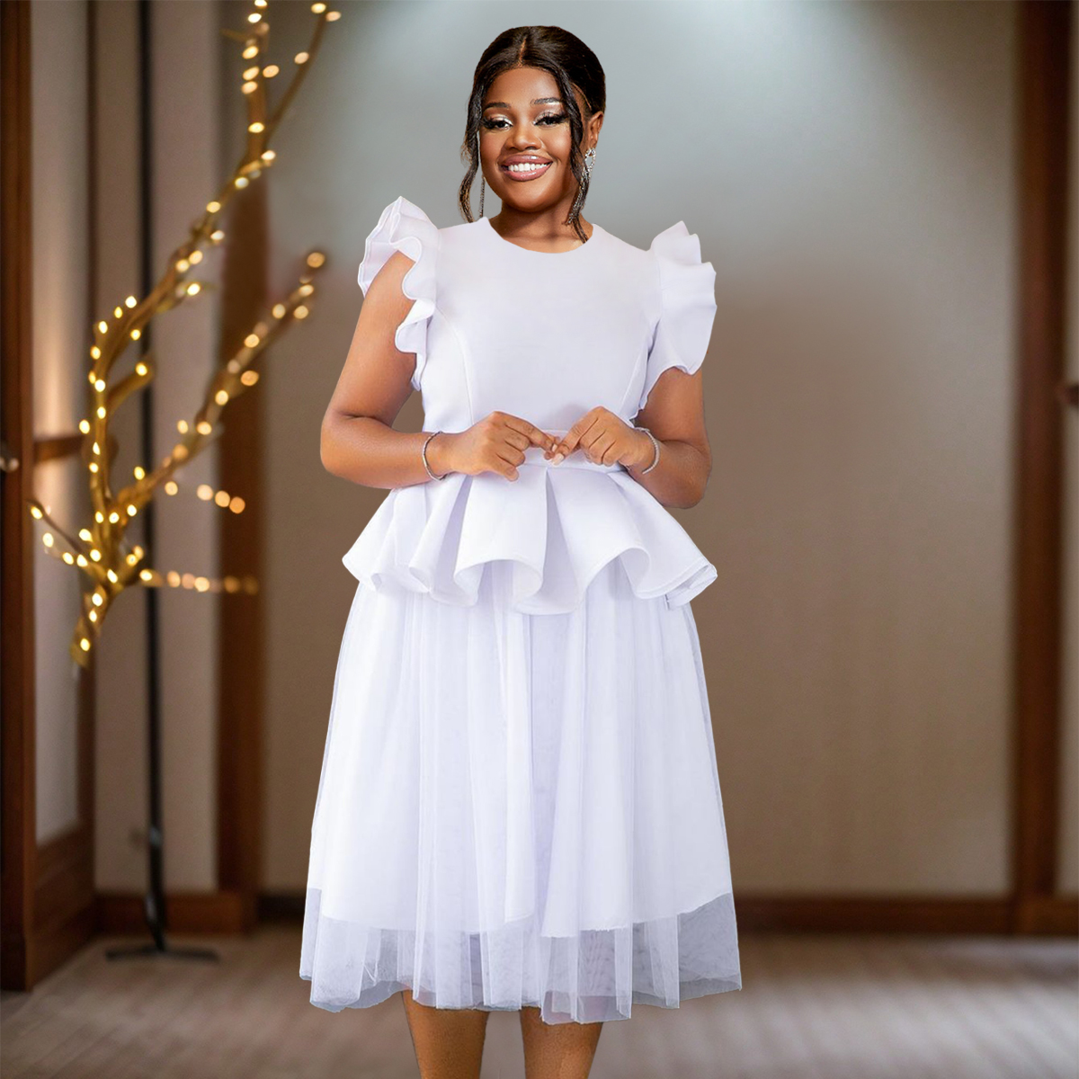 Vestidos Blancos Vestidos A La Rodilla Para Gorditas Vestido Blanco Vestidos  Pegados Con Encaje Encaje Vestidos, image size:1200x1200