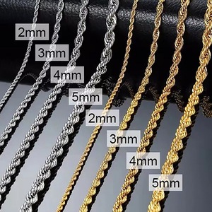 Gioielli su misura all'ingrosso donne <span class=keywords><strong>uomo</strong></span> in <span class=keywords><strong>acciaio</strong></span> inox 2MM 3MM 4MM 5MM corda attorcigliata moda 18K catene d'<span class=keywords><strong>oro</strong></span> <span class=keywords><strong>collane</strong></span> - Product Image 1