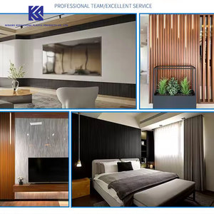 Hiện đại gỗ-hạt tường ốp Bảng điều chỉnh không thấm nước chống cháy Slatted WPC trang trí nội thất Gỗ nhựa composite Panel tường - Product Image 4