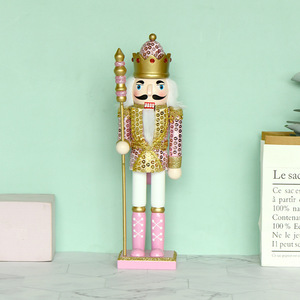 Wholesale Christmas Decorations Wooden <b>Pink</b> <b>Nutcracker</b> Soldier Creative Ornament Christmas <b>Nutcracker</b> - Product Image 3