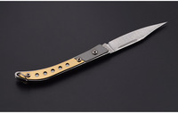 Couteau de poche OEM de haute qualité avec manche en bois et lame en acier Damas, couteau de chasse pliant artisanal en acier Damas non pliable