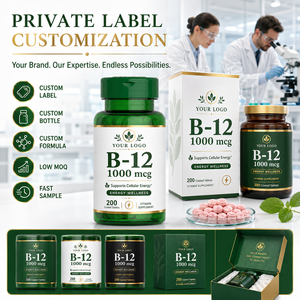 Private Label High Potency B12 Tablets Energy Wellness Vegan Supplement Daily Nutrition 1000 mcg Vitamin B12 Supplement - Product Image 5