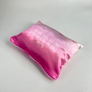 Bolsa de satén de seda de lujo con cremallera, bolsa de cosméticos con logo personalizado impreso, bolsa de embalaje para pelucas, bolsas de satén para pequeñas empresas - Product Image 4