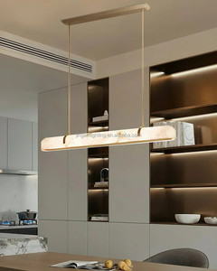 Art Custom Villa <b>Kitchen</b> Island Linear Alabaster Chandelier Modern Alabaster Luxury Dining Table Bar Pendant <b>Lamp</b> - Product Image 5