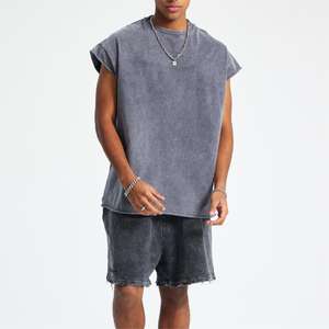 YKH カスタムスプライシングベスト 酸洗い オーバーサイズ ヘビーウェイトコットン 275GSM 100%コットン ヴィンテージベスト メンズ - Product Image 6