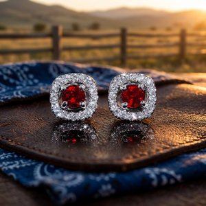 Pendientes Magnéticos Halo Plateados con Diamante Rojo Corte Cojín en el Centro, Diamante Cultivado en Laboratorio, Lujo para Mujer, Certificado IGI, Chapado en Plata 925 - Product Image 5