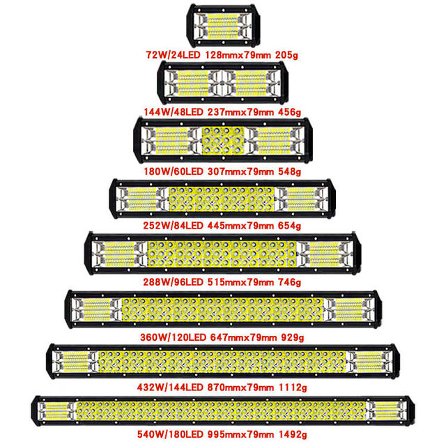 Super Bright 5" 9" 12" 17" 20" 25" 30" 39" 12V 24V Waterproof 3 Rows Spot Led Light Bars for Jeep Wrangler Truck Offroad 4x4