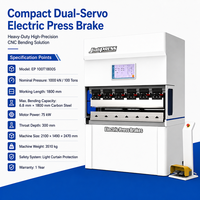 Prensa Plegadora CNC Eléctrica de Doble Servoaccionamiento de 100T y 1800mm para Plegado de Chapa de Acero al Carbono de 6.8mm