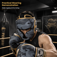 Casque de boxe style Venom en cuir PU, équipement de protection pour l'entraînement et le sparring en kickboxing, Muay Thai, MMA