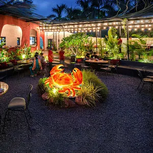 Садовое украшение из стекловолокна, светодиодная подсветка из светящегося люминесцентного волокна, морской Краб, Декоративная скульптура, статуэтка для продажи