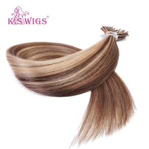KSWIGS Cabello Natural con Puntas I de Color Natural, 100% Cabello Humano Virgen Remy con Queratina, para Proveedores Mayoristas de Salones de Belleza - Product Image 1
