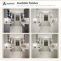 Meuble de cuisine moderne en acrylique avec portes à battants, aménagement en galley, rangement par tiroirs, livraison en kit et boîtes en panneaux de particules