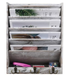 Promotion exceptionnelle : Porte-revues <span class=keywords><strong>mural</strong></span> multifonctionnel à 5 niveaux en bois rustique torréfié, écologique et non pliable, pour le <span class=keywords><strong>rangement</strong></span> de documents - Product Image 5