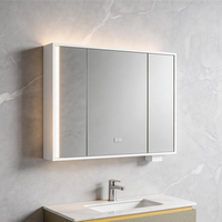 Meuble-lavabo mural flottant contemporain pour petite salle de bain avec miroir et espace de rangement – Solution de rangement gain de place pour salle de bain