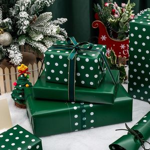 Polka Dots Reversible <b>Wrapping</b> <b>Paper</b> Roll 17 Inch X 33 Feet Classic Green <b>White</b> Christmas Holiday Gift Craft Recyclable - Product Image 5