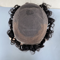Prothèse capillaire masculine populaire 8x10 en cheveux humains, perruque respirante de 20 mm, perruque en dentelle à ondulations afro bouclées, toupet en cheveux humains pour hommes noirs