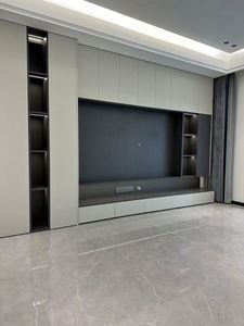 ตู้วางทีวีติดผนังทั้งชิ้นแบบทันสมัยเฟอร์นิเจอร์ห้องนั่งเล่นตู้วางทีวีสีดำ - Product Image 4