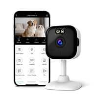 Mini caméra de sécurité intérieure 2K pour la maison et les animaux de compagnie, caméra couleur CMOS 2MP, fonctionne comme un babyphone, caméra IP de sécurité avec suivi automatique