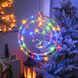 Navidad ambiente festivo Ciervo Campanas Pino Árboles <span class=keywords><strong>Luna</strong></span> Navidad LED Superficie Succión Ventana Decoraciones Luces - Product Image 2
