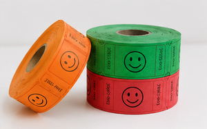 Boletos de Rifa con Caras Sonrientes de Colores Surtidos, Rollo de 1x2 Pulgadas, Numerados Consecutivamente para Eventos - Product Image 5